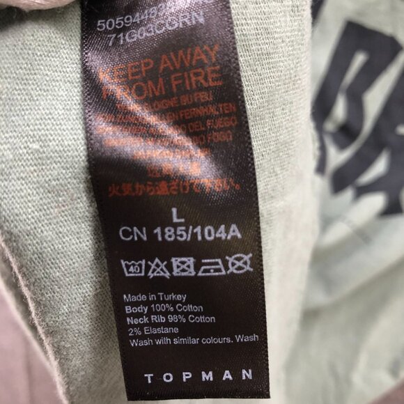 Topman Osaka Graphic T-Shirt Mens L Olive Green Short Sleeve Casual 100% Cotton - Picture 4 of 10